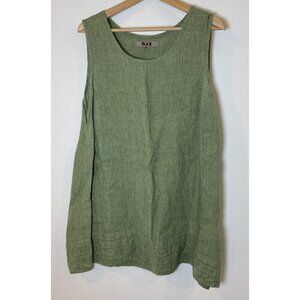 FLAX Dress Tunic Sleeveless 100% Linen A Line Laganlook Green Medium M